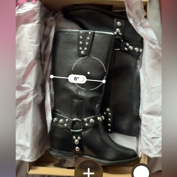 NIB Black Studded Faux Leather Boots - Picture 5 of 7